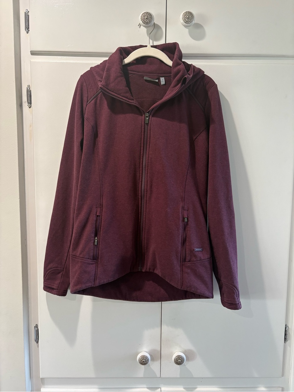 Athleta Zip-Front Hooded Jacket in Burgundy